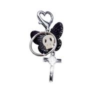 Porte-clés tête de mort en drôle, porte-clés papillon, croix unique, pendentif pour à, ami, à de voiture, ornements, porte-clés papillon, bijoux gothiques, porte-clés en