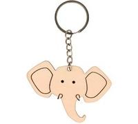 Porte-clés tête d'éléphant en bois Beige G