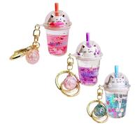 Porte-Clés Thé Au Lait De Chat 3 Pièces, Porte-Clés Mignons De Dessin Animé, Porte-Clés Créatifs, Porte-Clés pour Filles, Pendentifs De Décoration De Sac