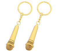Porte-clés Thème Musique 2 Pièces Microphone Réaliste en Métal