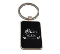 Porte-clés Tokyo Calamar Nautical Sea Japon Coordonnées, Verre noir, Porte-clés personnalisé