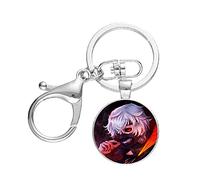 Porte-clés Tokyo Ghoul Kaneki Ken Punk avec cabochon en verre et fermoir mousqueton