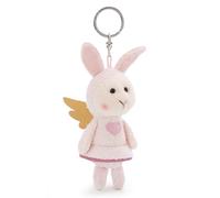 Porte-clés Ton Ange Gardien Lapin avec Cœur 10cm Rose - Pendentif Animal avec Anneau métallique pour accrocher aux clés, à la Corde, au Sac et Plus Encore