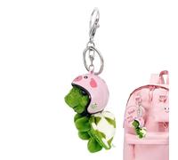Porte-clés tortue en peluche | Porte-clés tortue portant un casque | Porte-clés tortue mignonne en peluche | porte-clés tortue M-imi avec chapeau mignon | Porte-clés en peluche douce de dessin