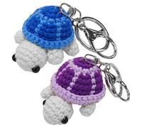 Porte-Clés Tortue Tricoté 2 Pièces, Porte-Clés Mini Tortue, Pendentif en Laine Au Crochet, Accessoires De Sac Mignons, Porte-Clés Cadeau Amusant