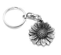 Porte-clés tournesol en étain avec pochette cadeau.
