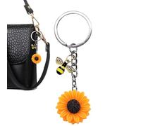 Porte-clés tournesol - Porte-clés avec pendentif tournesol | Porte-clés d'amitié tournesol | Porte-clés d'amitié | Porte-clés d'amitié pour homme et femme, Attribut unique, 2.5 cm