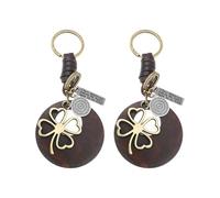 Porte-Clés Trèfle À Quatre Feuilles 2 Pièces, Porte-Clés en Cuir Tressé, Porte-Clés Vintage, Porte-Clés Cadeaux, Porte-Clés Créatifs