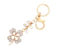Porte-clés trèfle à quatre feuilles en strass pour la Saint-Patrick, porte-bonheur, cadeau et décoration de fête, blanc, taille unique
