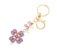 Porte-clés trèfle à quatre feuilles en strass pour la Saint-Patrick, porte-bonheur, cadeau et décoration de fête, violet, taille unique