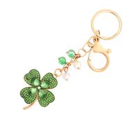 Porte-clés trèfle à quatre feuilles en strass pour la Saint-Patrick, porte-bonheur, cadeau et décoration de fête, Vert, taille unique