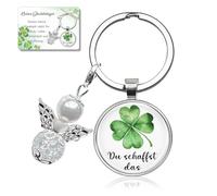 Porte-clés trèfle porte-bonheur - Cadeau pour communion, confirmation, confirmation, cérémonie de jeunesse, rentrée scolaire, diplôme - Petits cadeaux pour amis, collègues et enfants, Motif Du
