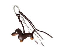 Porte-clés tressé en cuir synthétique avec pendentif teckel pour sac à dos, clé de voiture, accessoires de décoration, Tel que montré