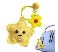 Porte-clés tricoté - Pendentif en laine crochetée à la main | Porte-clés esthétique étoile lune soleil | Jolie breloque de sac avec citation Look Alive pour femme Style festival Accessoire quotidien