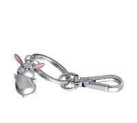 Porte-clés TROIKA TINY RABBIT, pendentif lapin en métal avec mousqueton, métal moulé chromé argenté, cadeau de Pâques pour fans de lapins