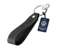 Porte-clés TROIKA VW GOLF 1974 REIFENPROFIL avec lanière cuir, fixation facile grâce au mécanisme breveté NAIL GUARD, cuir Made in Germany, noir