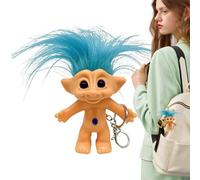 Porte-clés Troll - Troll Indienne Laide Années 1980 | Jouet Magique Cheveux Longs 10 cm | Accessoire Mignon Sac, Keychain, Cadeau Nostalgique, Décoration, Collection