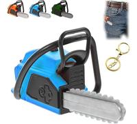 Porte-clés tronçonneuse, mini-téléporte-clés tronçonneuse, anneau porte-cléss tronçonneuses portable, accessoire pour menuisier, réplique de tronçonneuses à l'échelle 1:12, avec sons (Blue)