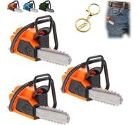 Porte-clés tronçonneuse, mini-téléporte-clés tronçonneuse, anneau porte-cléss tronçonneuses portable, accessoire pour menuisier, réplique de tronçonneuses à l'échelle 1:12, avec sons (Orange*3)