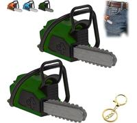 Porte-clés tronçonneuse, mini-téléporte-clés tronçonneuse, anneau porte-cléss tronçonneuses portable, accessoire pour menuisier, réplique de tronçonneuses à l'échelle 1:12, avec sons (Green*2)