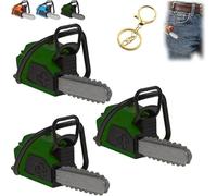 Porte-clés tronçonneuse, mini-téléporte-clés tronçonneuse, anneau porte-cléss tronçonneuses portable, accessoire pour menuisier, réplique de tronçonneuses à l'échelle 1:12, avec sons (Green*3)