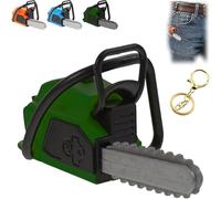 Porte-clés tronçonneuse, mini-téléporte-clés tronçonneuse, anneau porte-cléss tronçonneuses portable, accessoire pour menuisier, réplique de tronçonneuses à l'échelle 1:12, avec sons (Green)