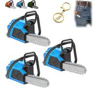 Porte-clés tronçonneuse, mini-téléporte-clés tronçonneuse, anneau porte-cléss tronçonneuses portable, accessoire pour menuisier, réplique de tronçonneuses à l'échelle 1:12, avec sons (Blue*3)
