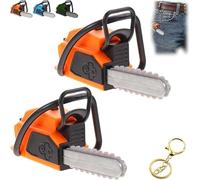 Porte-clés tronçonneuse, mini-téléporte-clés tronçonneuse, anneau porte-cléss tronçonneuses portable, accessoire pour menuisier, réplique de tronçonneuses à l'échelle 1:12, avec sons (Orange*2)