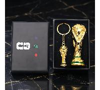 Porte-clés Trophée de la Coupe du Monde de Football 2026, Ensemble de boîte cadeau de porte-clés thème Coupe du Monde FIFA, Pendentif périphérique de la Coupe du Monde, Petite boîte cadeau de trophée,