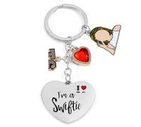 Porte-clés TS, Porte-clés en acier inoxydable de cœur, Idée de Cadeau Original, Noël, Cadeau pour Musique Fête, Fans de Musique, Cadeau d'anniversaire pour hommes et femmes, B