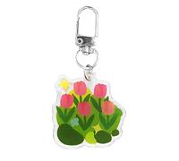 Porte-clés tulipe fleur tulipe rose tulipe porte-clés sacs Ins clé téléphone pendentif décoratif chaîne pendentif voiture mignon Creat K4U6 clé
