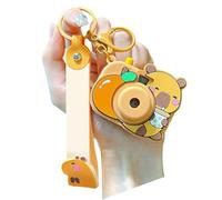 Porte-clés unique avec projecteur d'appareil photo animal - Plusieurs couleurs - Taille compacte - Design créatif - Accessoire quotidien - Porte-clés coloré, Thé au lait., taille unique