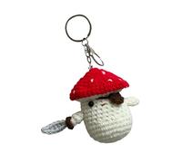 Porte-clés unique en forme de champignon en crochet avec pendentif en fil de coton, accessoire élégant pour les amateurs d'artisanat, pendentif champignon pirate pour sacs et clés, Rouge, taille