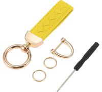 Porte-Clés Universel Avec Anneau Pour Télécommandes De Maison Pour Femmes En Simili Cuir Jaune Doré 1 Ensemble