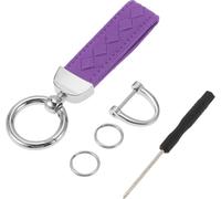 Porte-Clés Universel Avec Anneau Pour Télécommandes De Maison Pour Femmes En Simili Cuir Violet Et Argenté 1 Ensemble