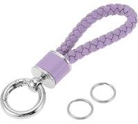 Porte-Clés Universel Avec Anneau Pour Télécommandes De Maison Pour Femmes En Simili Cuir Violet Ton Argent