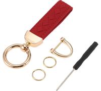 Porte-Clés Universel Avec Anneau Pour Télécommandes Pour La Maison Pour Femmes En Simili Cuir Rouge Et Doré 1 Ensemble