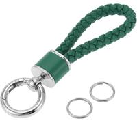 Porte-Clés Universel Avec Anneau Pour Télécommandes Pour La Maison Pour Femmes En Simili Cuir Vert Foncé Ton Argent