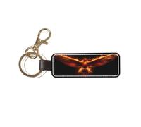 Porte-clés universel en cuir avec ailes de phénix et flammes qui coulent - Pour homme et femme