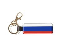 Porte-clés universel en cuir avec drapeau de la Russie pour homme et femme