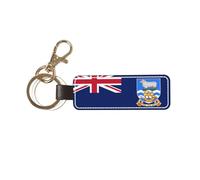 Porte-clés universel en cuir avec drapeau des Îles Malouines pour homme et femme
