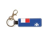 Porte-clés universel en cuir avec drapeau des terres australes françaises, idéal pour homme et femme