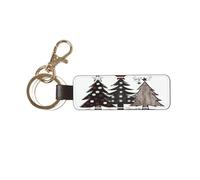 Porte-clés universel en cuir avec trois arbres de Noël, idéal pour homme et femme
