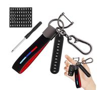 Porte clés Universel en Cuir pour BMW Voiture, Porte Clé Voiture Compatible BMW E/F/G Séries avec Médaillon Métallique & Étiquette Anti Perte, Car Keychain Avec un Pontet