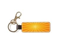Porte-clés universel en cuir pour homme et femme Motif rayons jaunes Orange