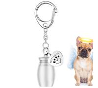 Porte-clés urne cylindrique pour les cendres de votre chien - Porte-clés urne funéraire pour cendres, cylindre, souvenir, crémation - Urne commémorative avec empreinte de patte, porte-clés de