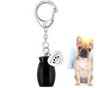 Porte-clés urne funéraire pour animaux de compagnie - Porte-clés souvenir pour cendres d'animal de compagnie - Urne funéraire - Urne commémorative avec empreinte de patte - Clé de condoléances