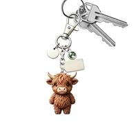 Porte-clés Vache Highlands - Mignon Acrylique Transparent | Mois De Naissance Forme Animale Charme De Sac Pendentif De À Main | Sac À Dos Souvenir Porte-clés Présent Pour Les Meilleurs Amis Femmes