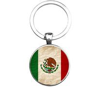 Porte-clés Verre - Drapeau Mexique, silverl