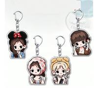 Porte-clés version Q périphérique noir et rose, pendentif de sac à main de dessin animé mignon, accessoire de sac à bandes dessinées, cadeau de vacances L,jn,r,jo,Quatre ensembles complets,Broche L,Br